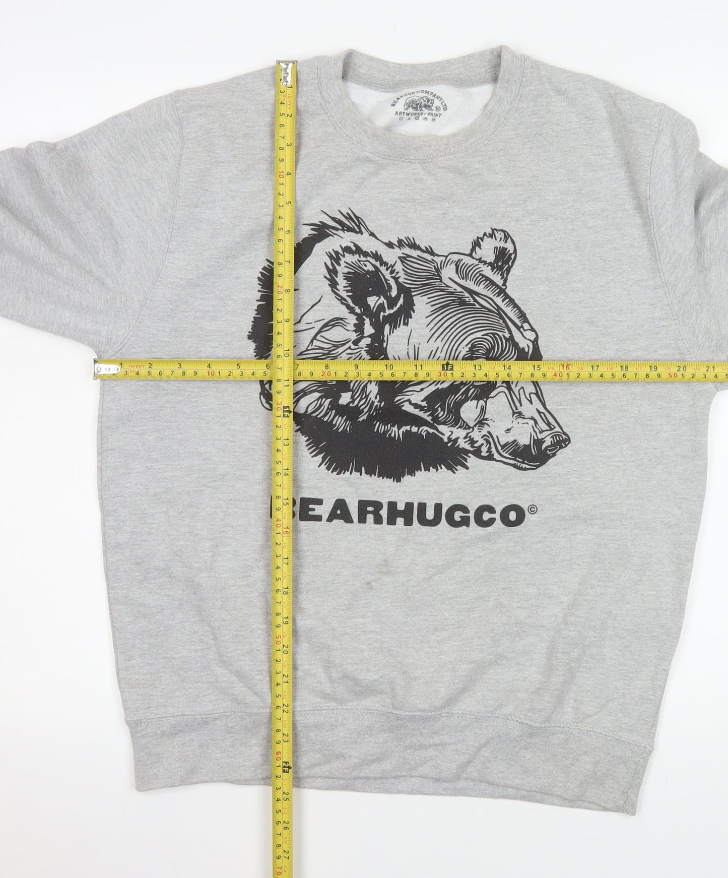 BearhugCo Men Grey Graphic Print Crew Neck Sweatshirt M