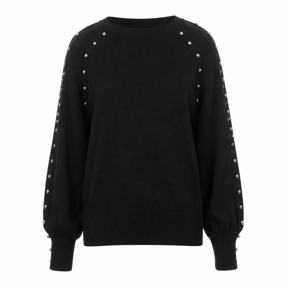 French Connection Women's Black Studded Long Sleeve Jumper Size L