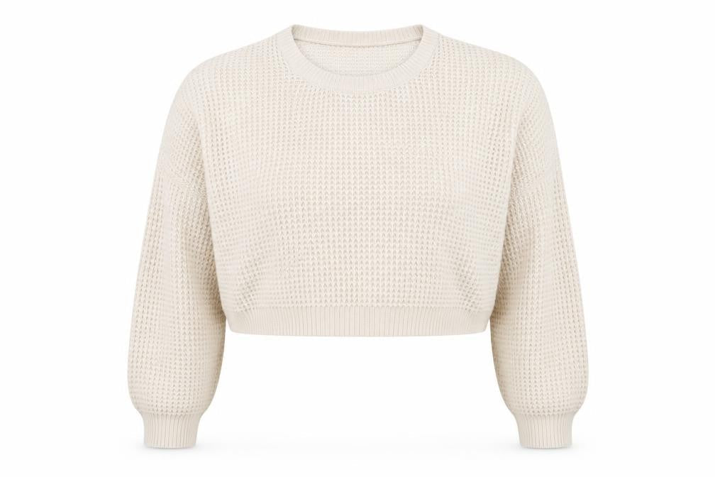 PrettyLittleThing Women Beige 3XL Waffle Knit Crew Neck Jumper
