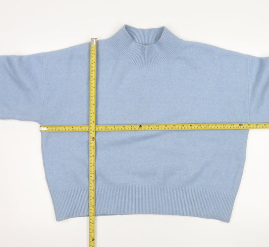& Other Stories Women Blue Wool Blend Mock Neck Jumper Size 14