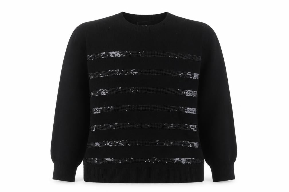 Marks and Spencer Womens Black Sequin Knit Jumper Medium