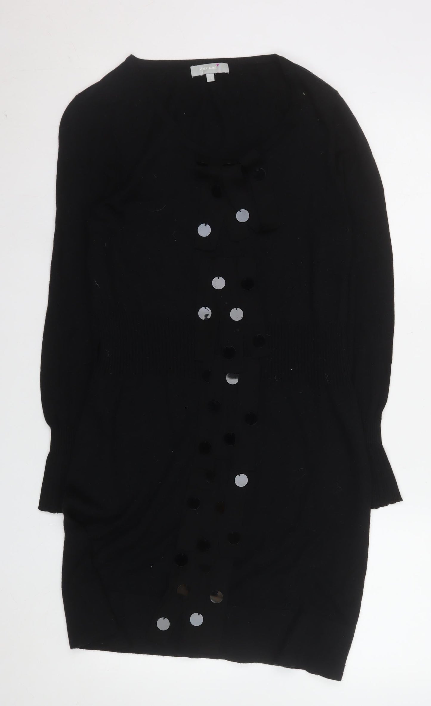 Marks and Spencer Per Una Black Knit Sequin Bodycon Dress Size 16