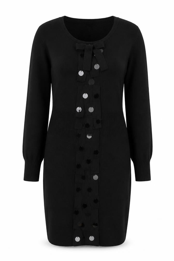 Marks and Spencer Per Una Black Knit Sequin Bodycon Dress Size 16