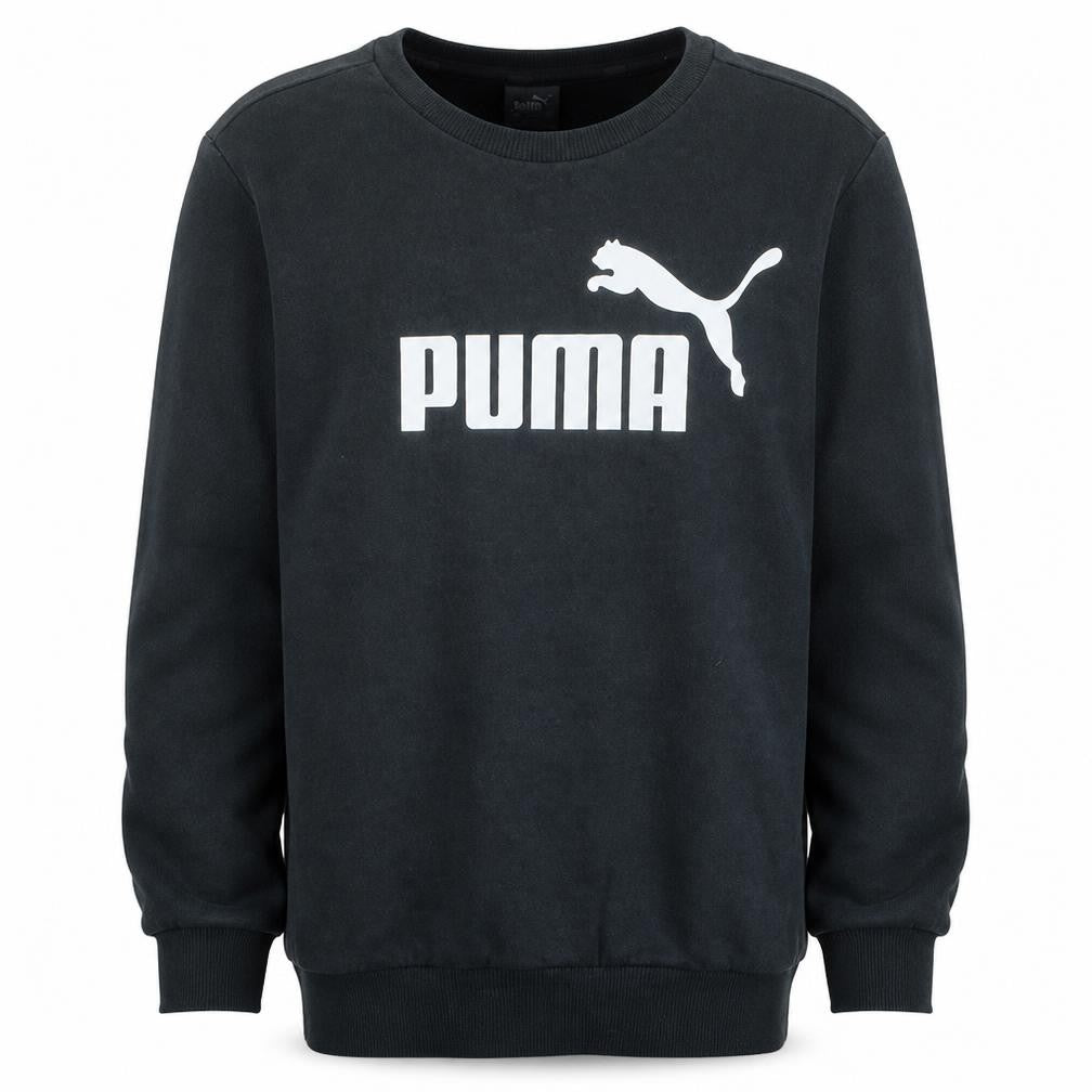 Front view of Puma Men's Black S Pullover Logo Sweatshirt Classic Sportswear