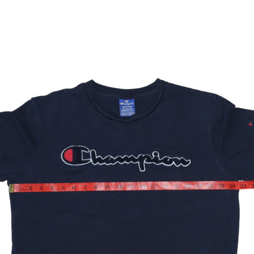 Champion Men's Navy Blue Medium Logo Crew Neck T-Shirt