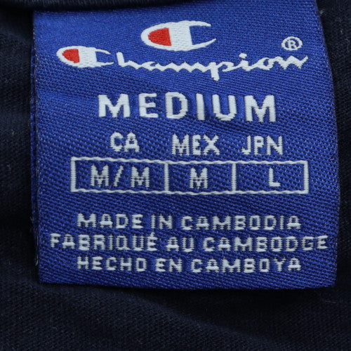 Champion Men's Navy Blue Medium Logo Crew Neck T-Shirt