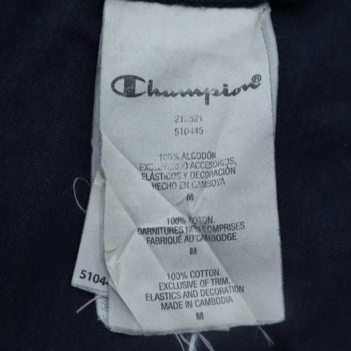 Champion Men's Navy Blue Medium Logo Crew Neck T-Shirt
