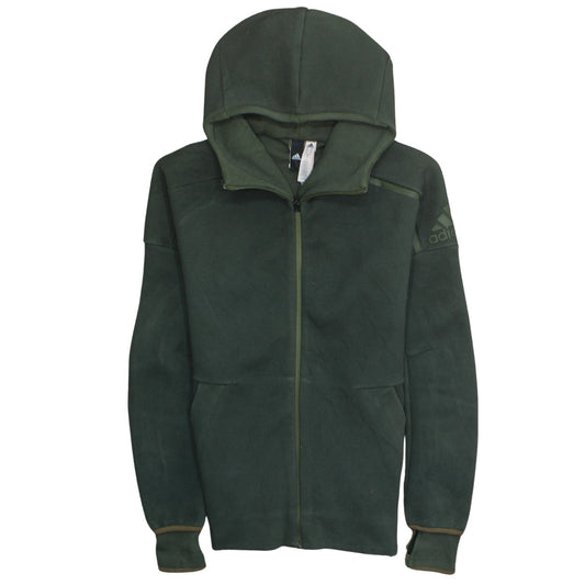 Adidas Men's Green Full Zip Hoodie Size S Regular Fit Fleece