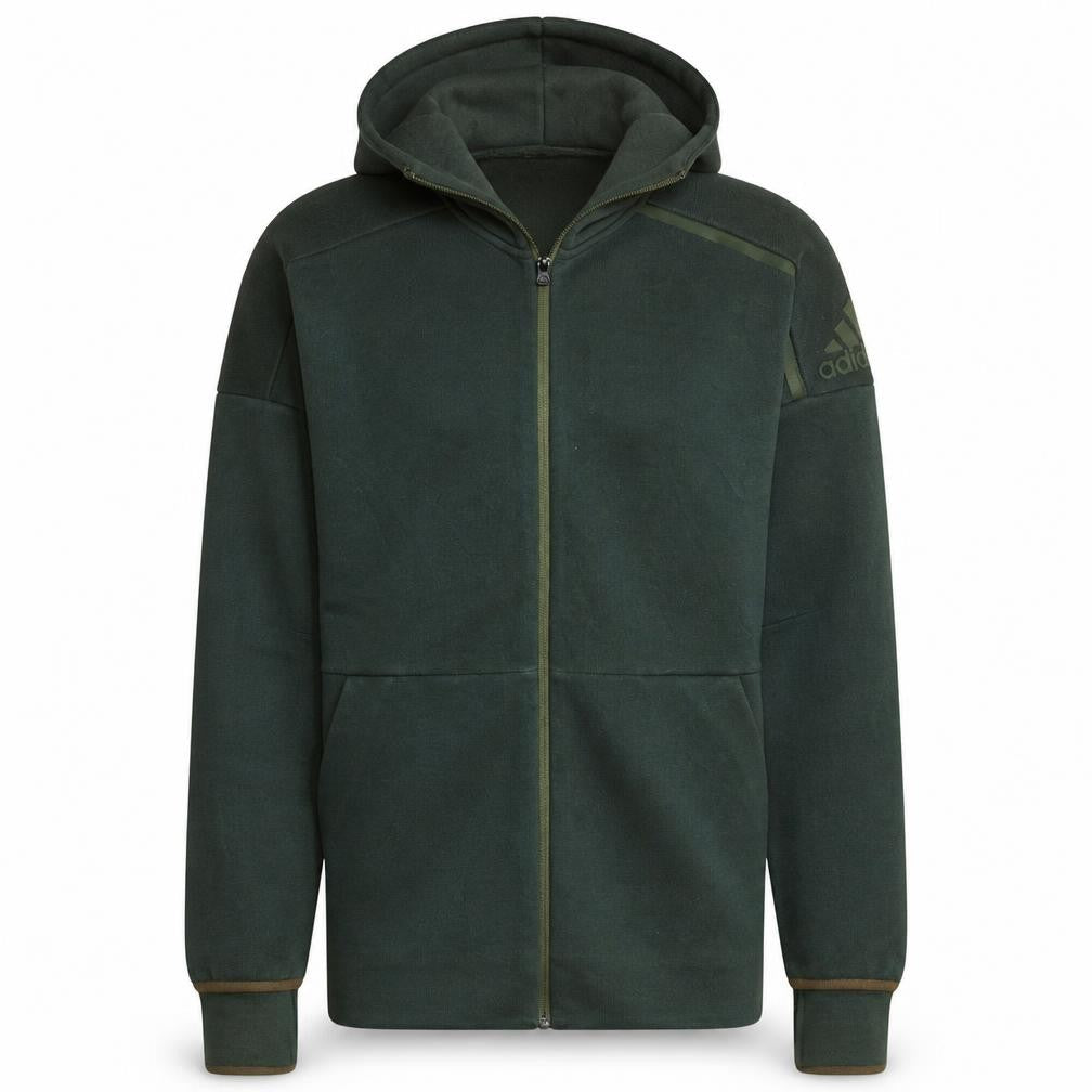 Adidas Men's Green Full Zip Hoodie Size S Regular Fit Fleece