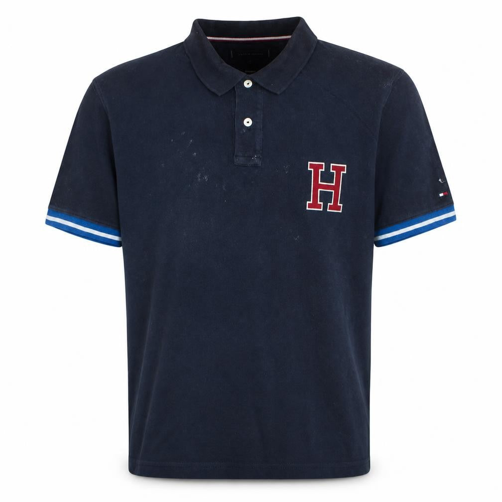 Tommy Hilfiger Men's Navy Blue L Regular Fit Cotton Polo Shirt
