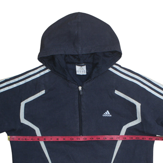 Adidas Mens Blue 1/2 Zip Hooded Sweatshirt L Sportswear Hoodie