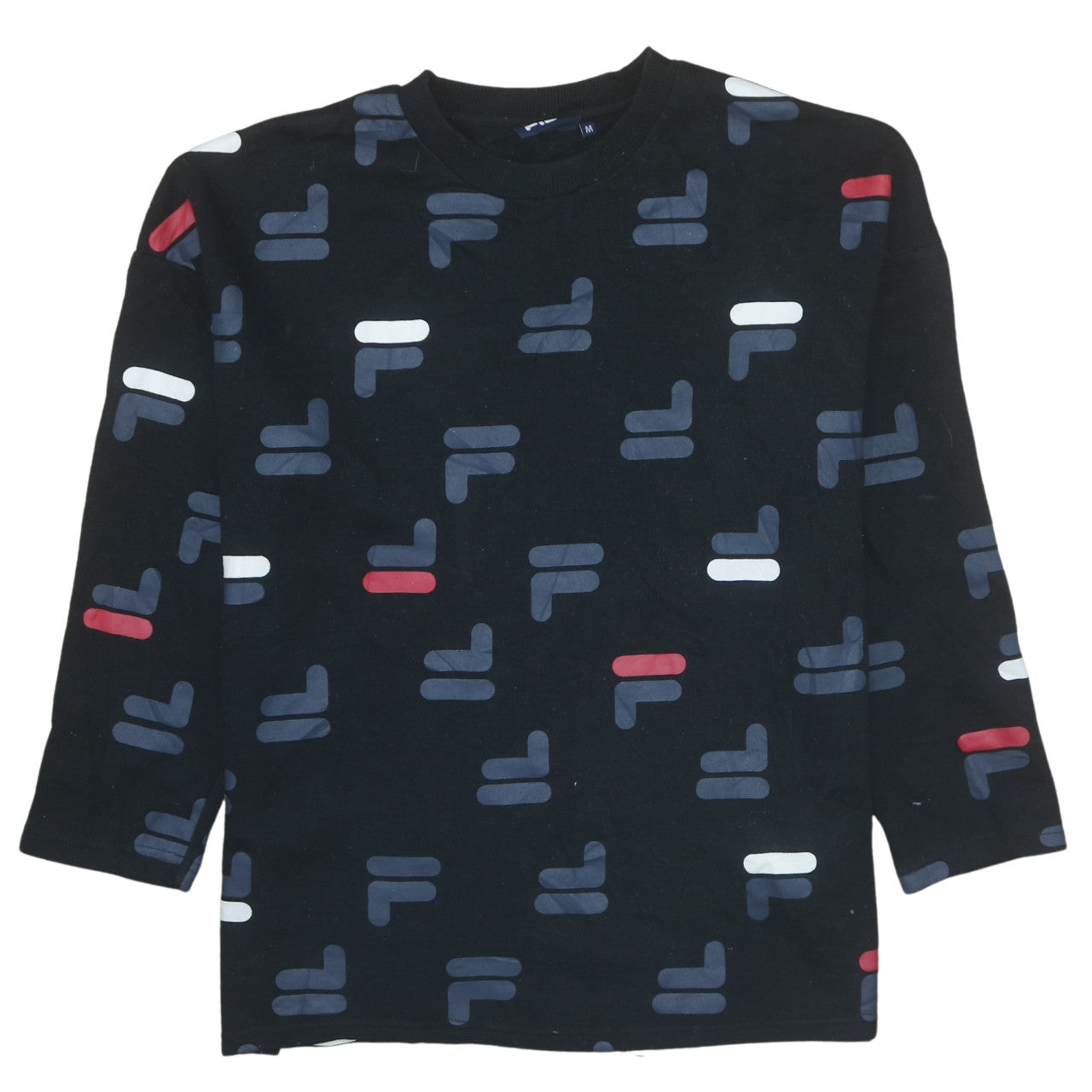 Fila Women's Black Graphic Print Pullover Sweatshirt Size M