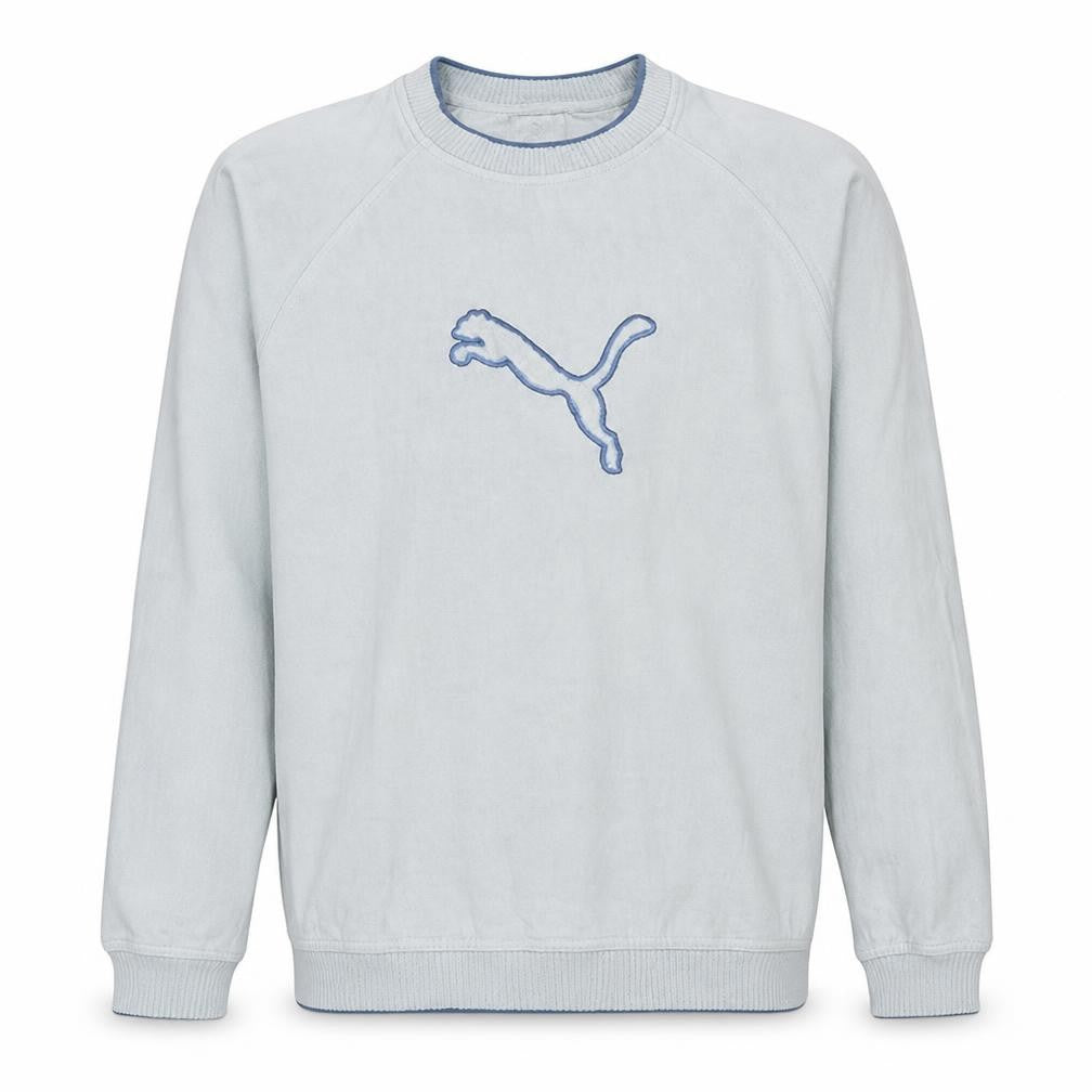 Front view of Puma Men's Light Blue Crew Neck Sweatshirt, size S