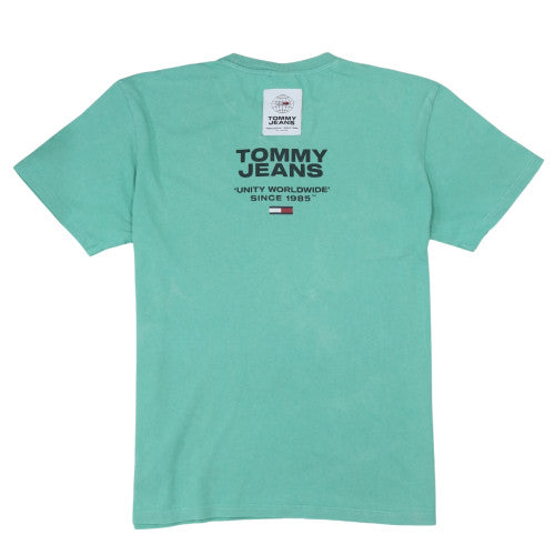 Tommy Jeans Men's Green Cotton Logo T-Shirt Size L