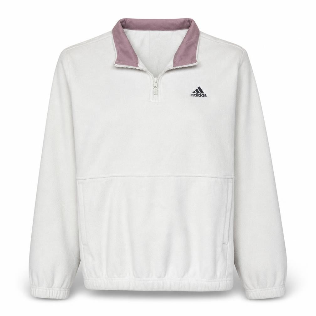 Front view of Adidas Women’s Ivory 1/4 Zip Pullover Sweatshirt M