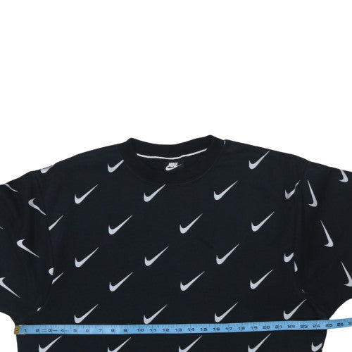 Nike Women Black Crew Neck Pullover Sweatshirt M Logo Print
