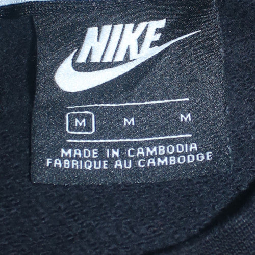 Nike Women Black Crew Neck Pullover Sweatshirt M Logo Print