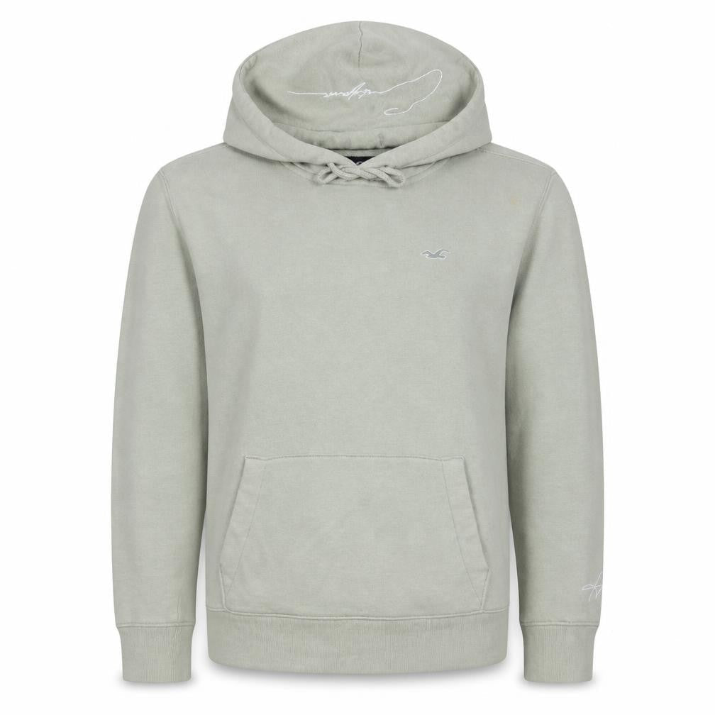 Hollister Men’s Beige Pullover Hoodie XS Embroidered Logo
