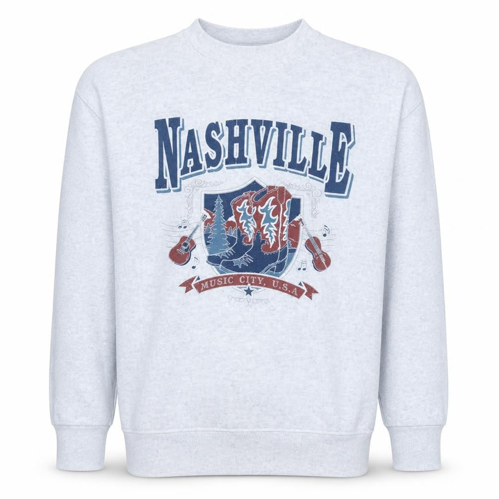 Volunteer Knit Apparel Men's Grey Nashville Graphic Pullover Sweatshirt M