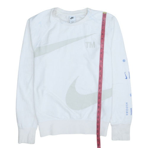 Nike Men's White Small Pullover Sweatshirt with Logo Print