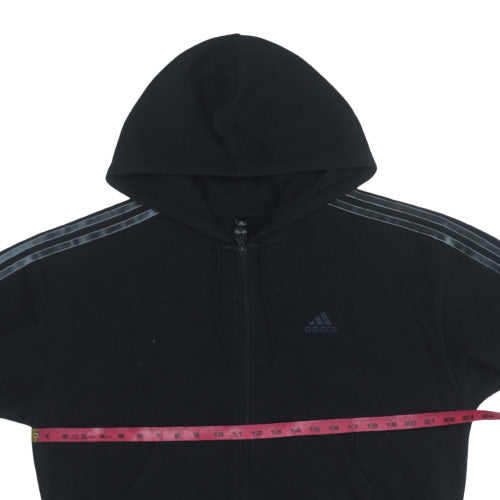 Adidas Womens Black Full Zip Hoodie Size L Fleece Lined