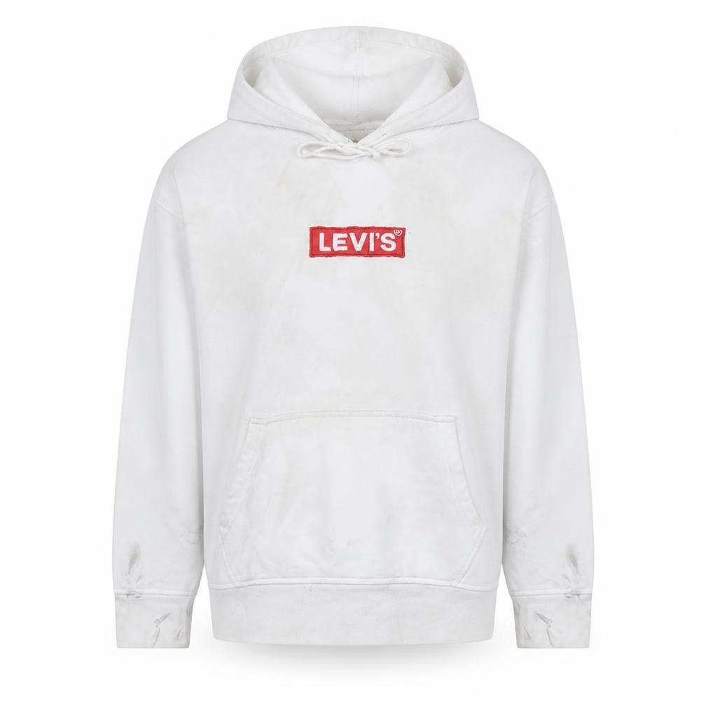 Levi's Men's White Relaxed Fit Logo Pullover Hoodie Size M