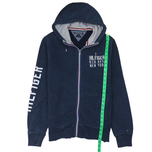 Tommy Hilfiger Men's Navy Full Zip Hoodie L Vintage Fit Cotton Blend
