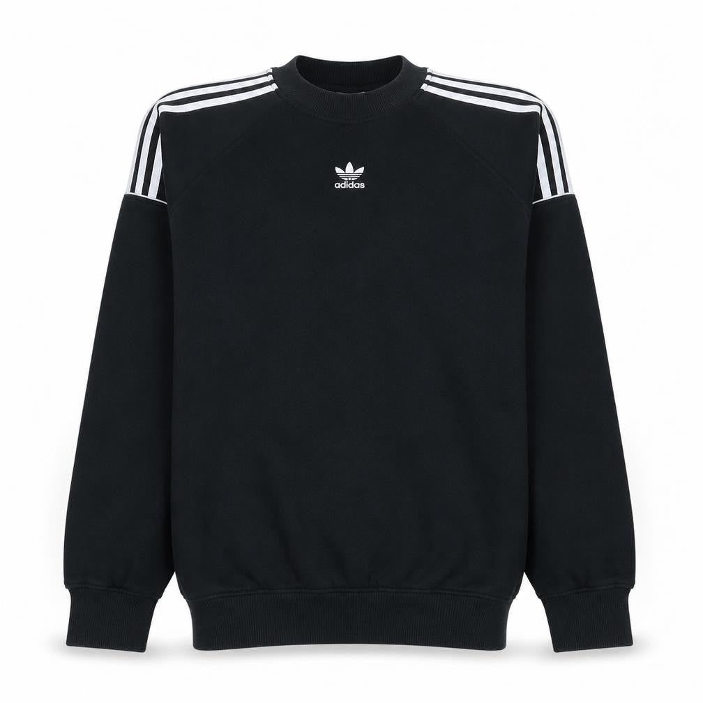 Front view of Adidas men’s black xs pullover crew neck long sleeve sweatshirt