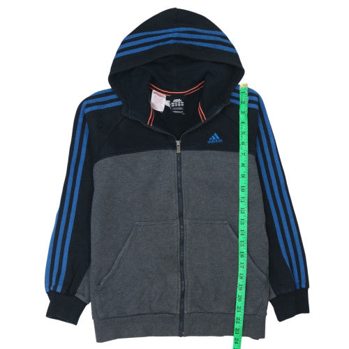 Adidas Boys Black & Grey Full Zip Hoodie Size 14A Essentials Fleece