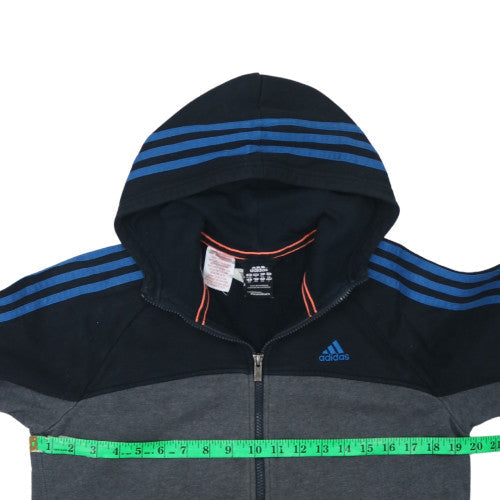 Adidas Boys Black & Grey Full Zip Hoodie Size 14A Essentials Fleece