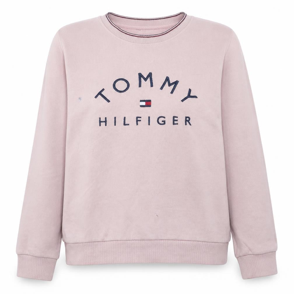 Tommy Hilfiger Women Pink Logo Cotton Crew Neck Sweatshirt L