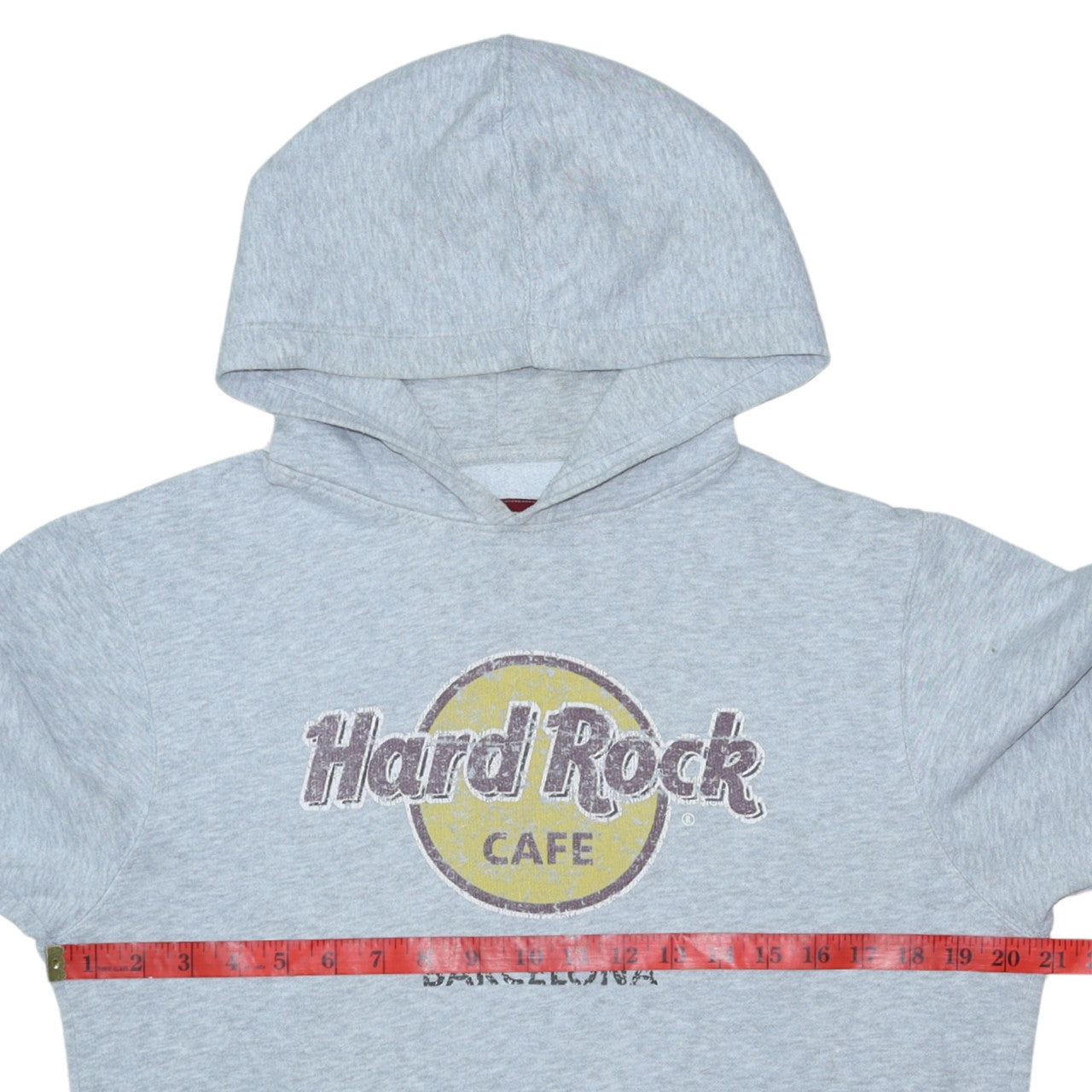 Hard Rock Cafe Barcelona Grey Pullover Hoodie Men's Medium Cotton Blend