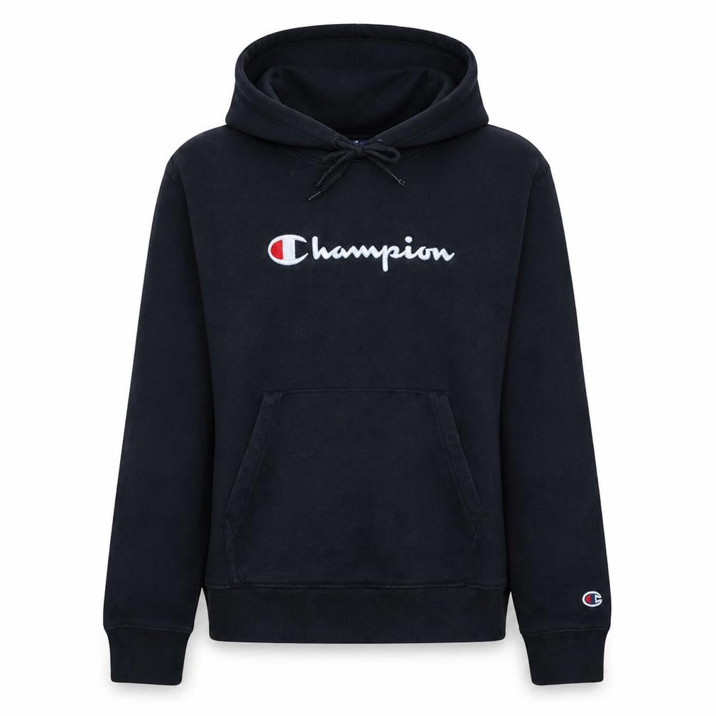 Champion Women Black Medium Pullover Hoodie 100% Cotton Logo Print