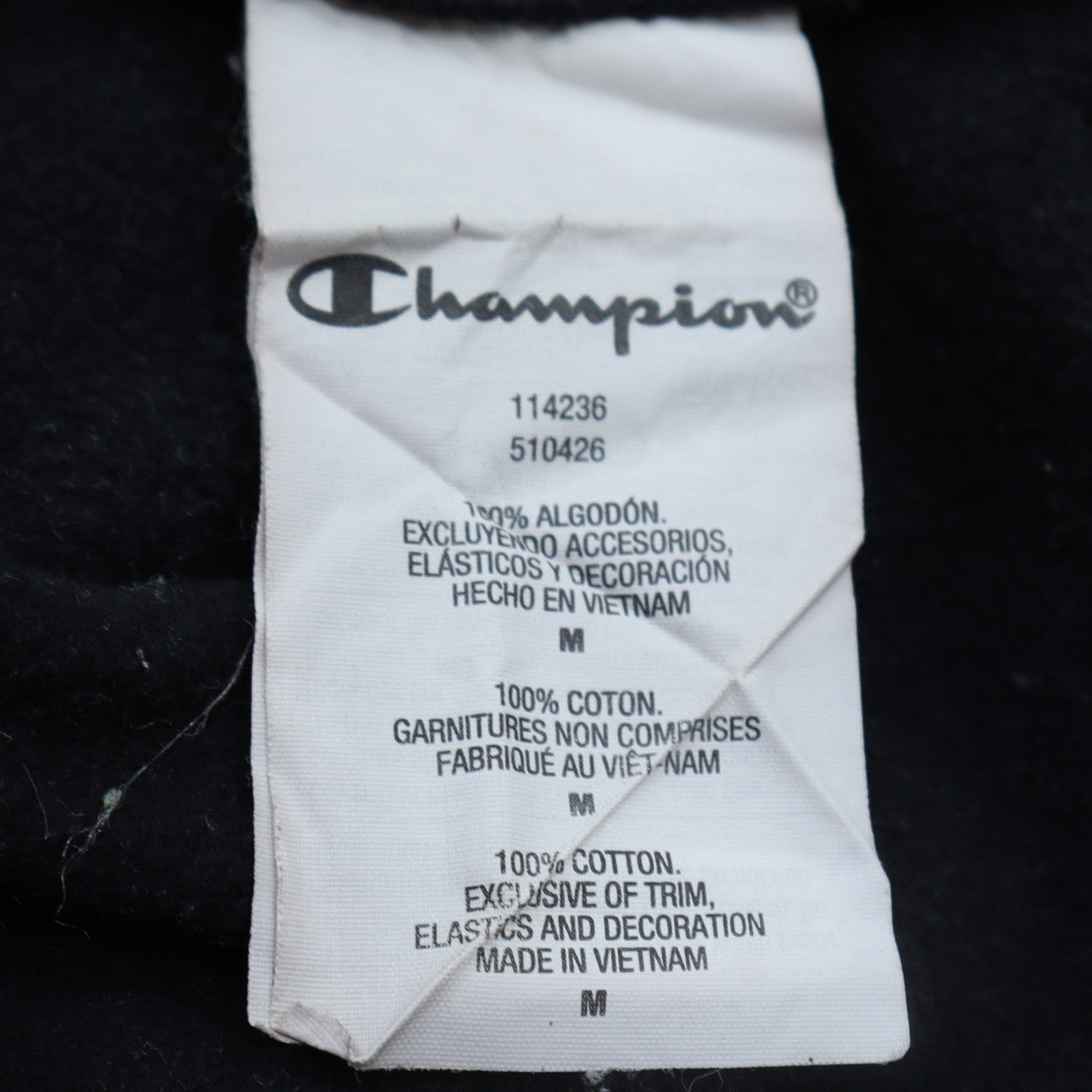 Champion Women Black Medium Pullover Hoodie 100% Cotton Logo Print