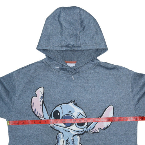 Disney Women’s Blue Stitch Hoodie L 14/16 Pullover Hooded Sweatshirt