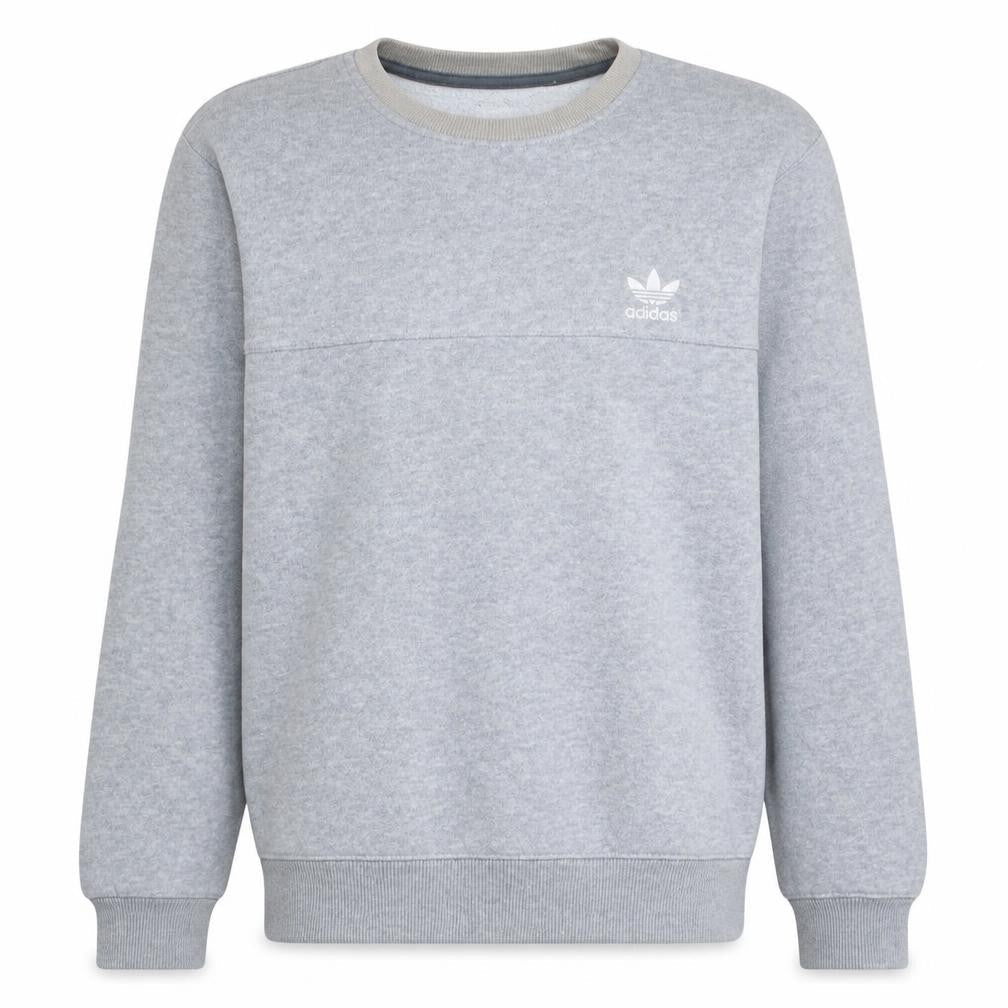 Front view of Adidas men’s grey crew neck sweatshirt s regular fit pullover