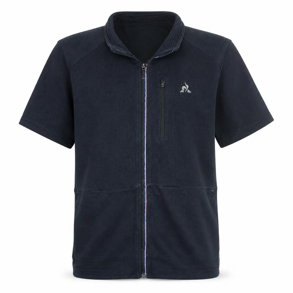 Front view of Le Coq Sportif Men's Black L Short Sleeve Full Zip Track Jacket