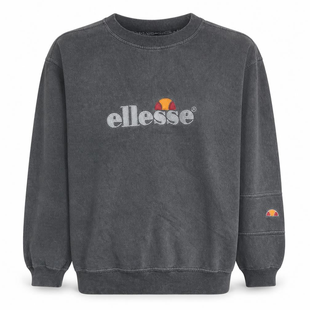 Front view of Ellesse Men’s Grey Crew Neck Logo Sweatshirt M Regular Fit