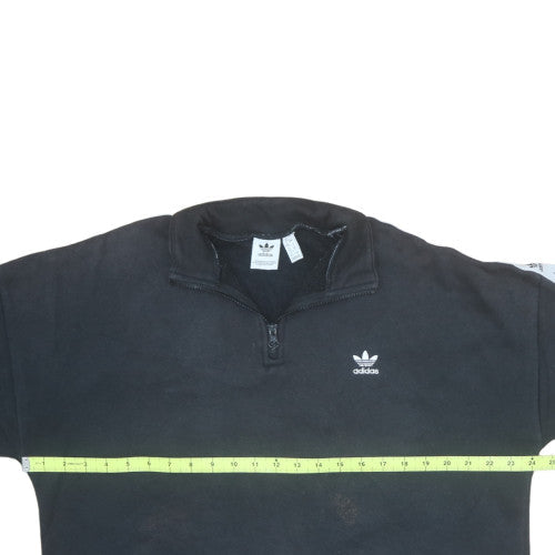Adidas Womens Black 1/4 Zip Sweatshirt Size 16 Cotton Blend