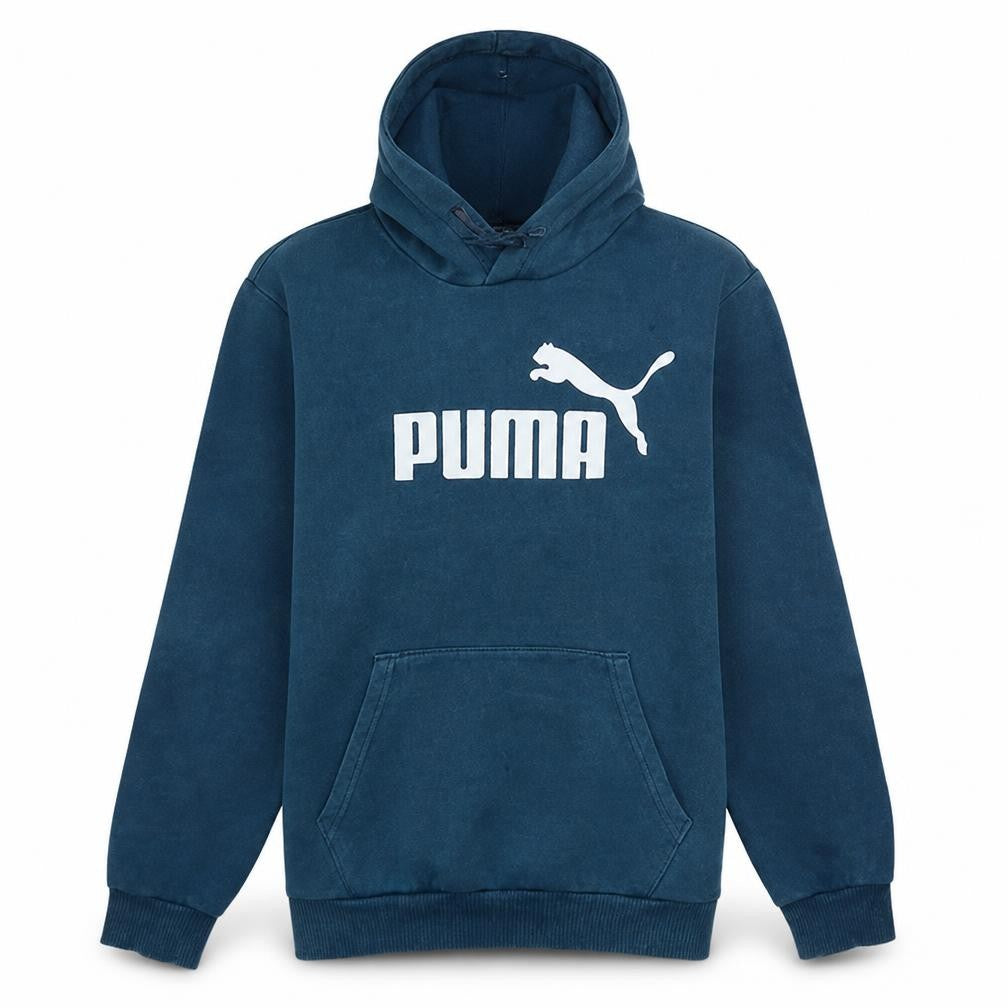 Puma Men Blue Pullover Hoodie Medium Logo Sports Fleece Sweatshirt