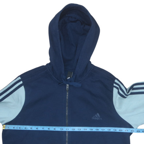 Adidas Womens Blue Colourblock Full Zip Hoodie Size M