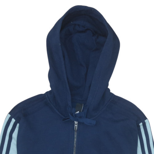 Adidas Womens Blue Colourblock Full Zip Hoodie Size M