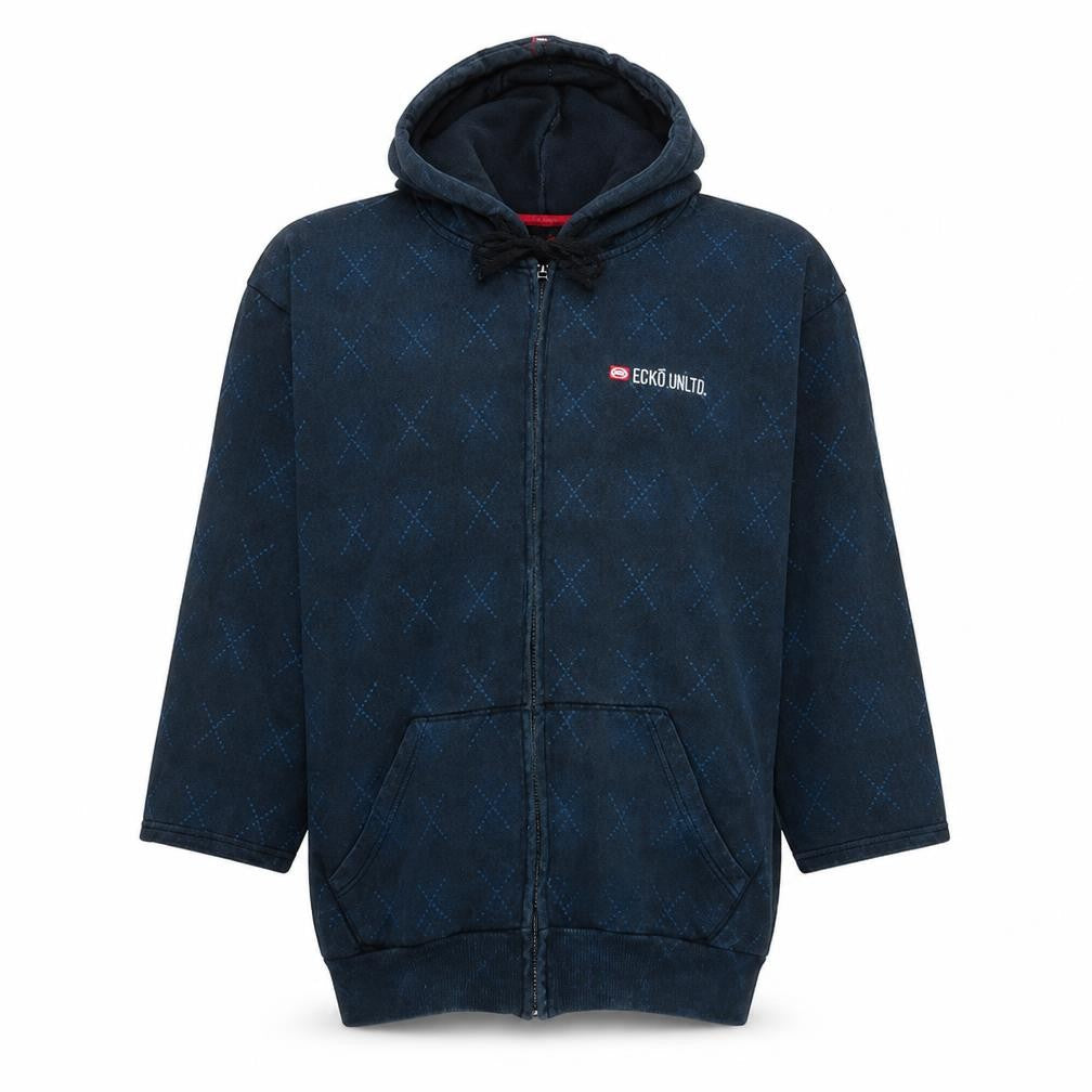 Ecko Unltd Mens Blue Full Zip Hoodie Size L Regular Fit