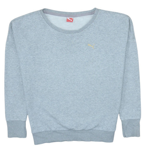 Additional front view of Puma Women Grey Crew Neck Pullover Sweatshirt UK 12 Cotton Blend