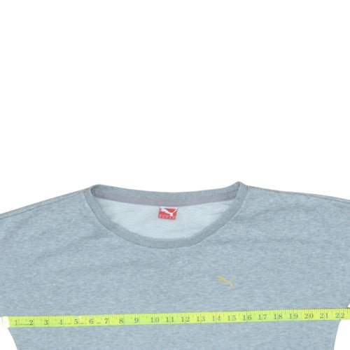 Back view of Puma Women Grey Crew Neck Pullover Sweatshirt UK 12 Cotton Blend