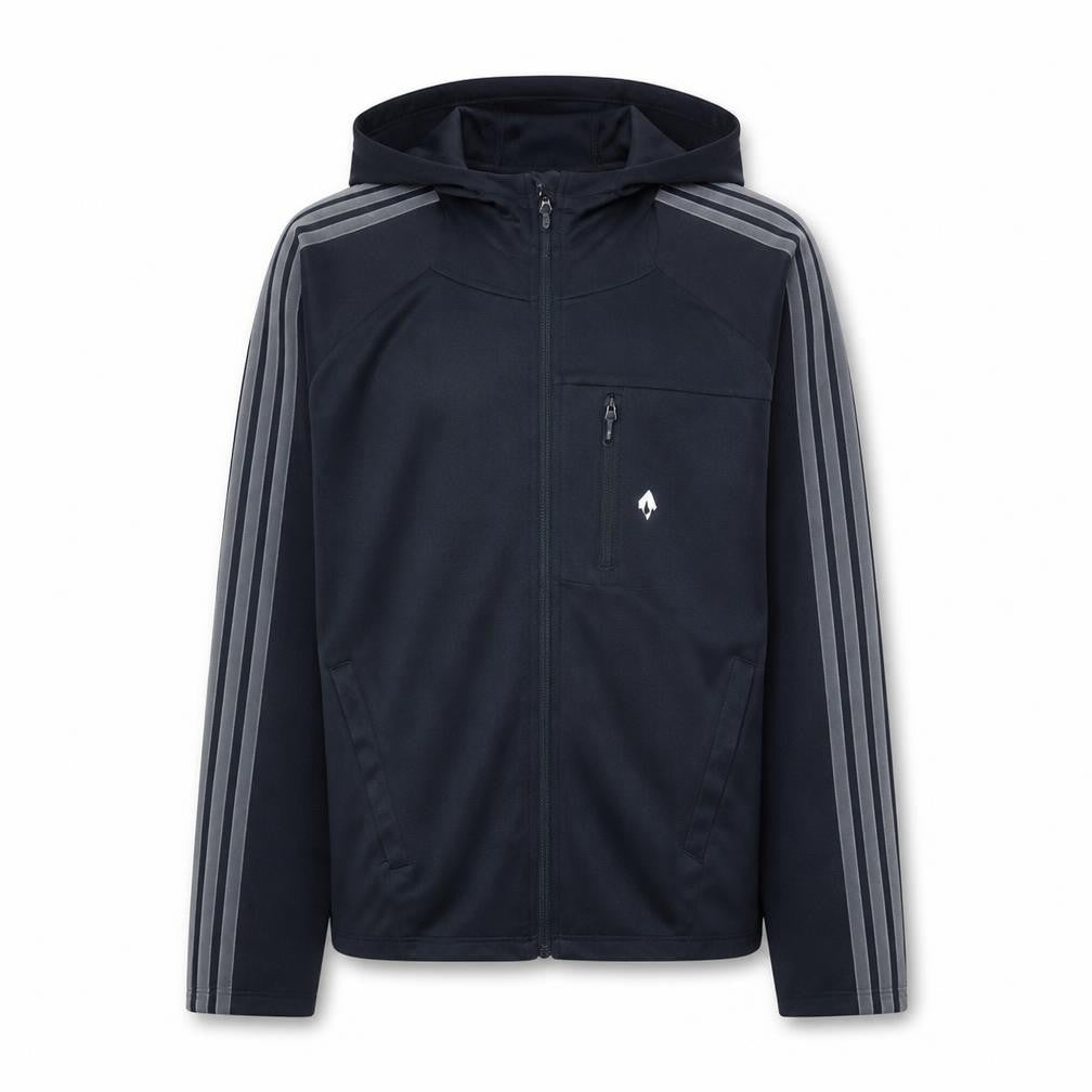Front view of Adidas boys’ black full zip hoodie m medium fleece activewear jacket
