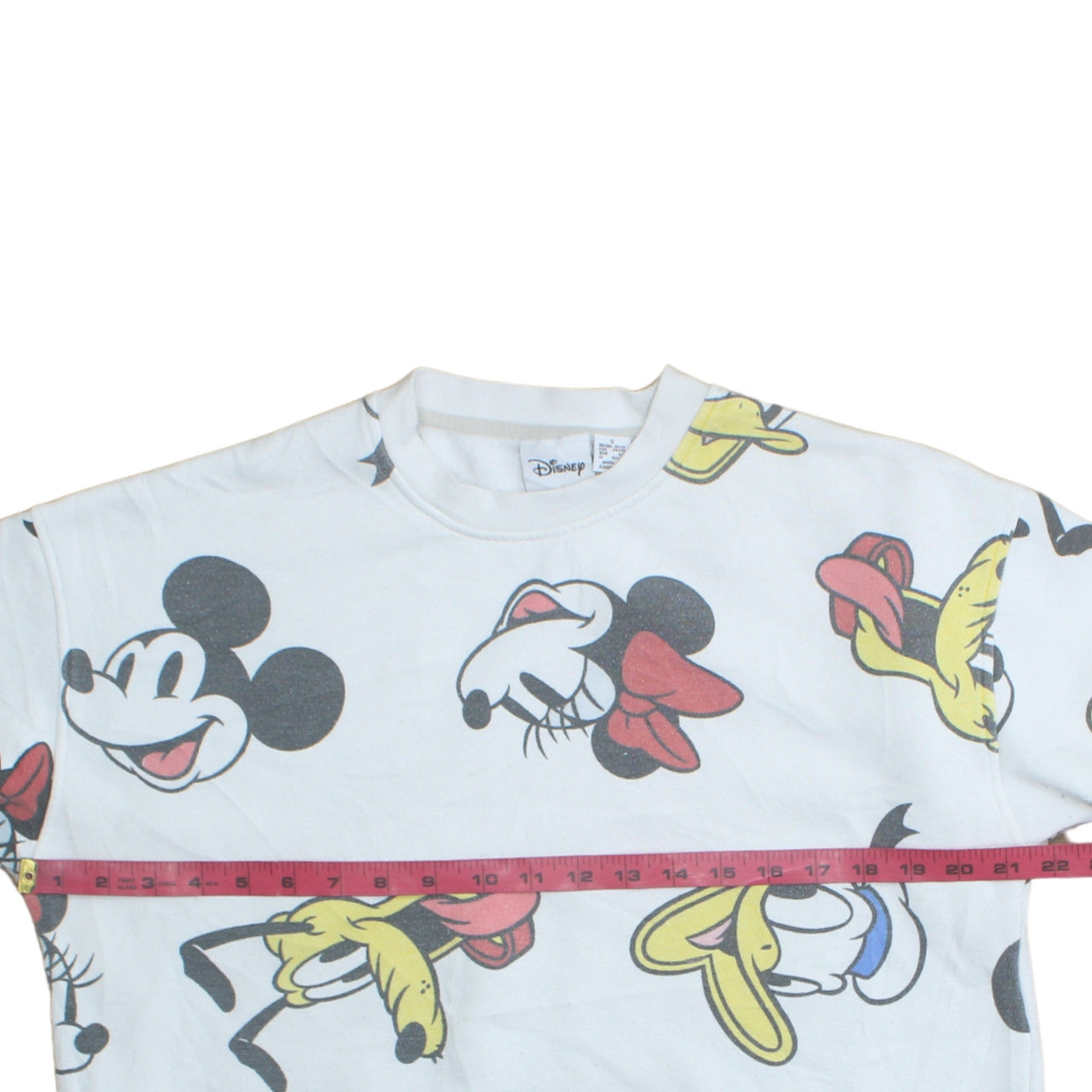 Disney Women White Mickey & Friends Crew Neck Pullover Sweatshirt Size S