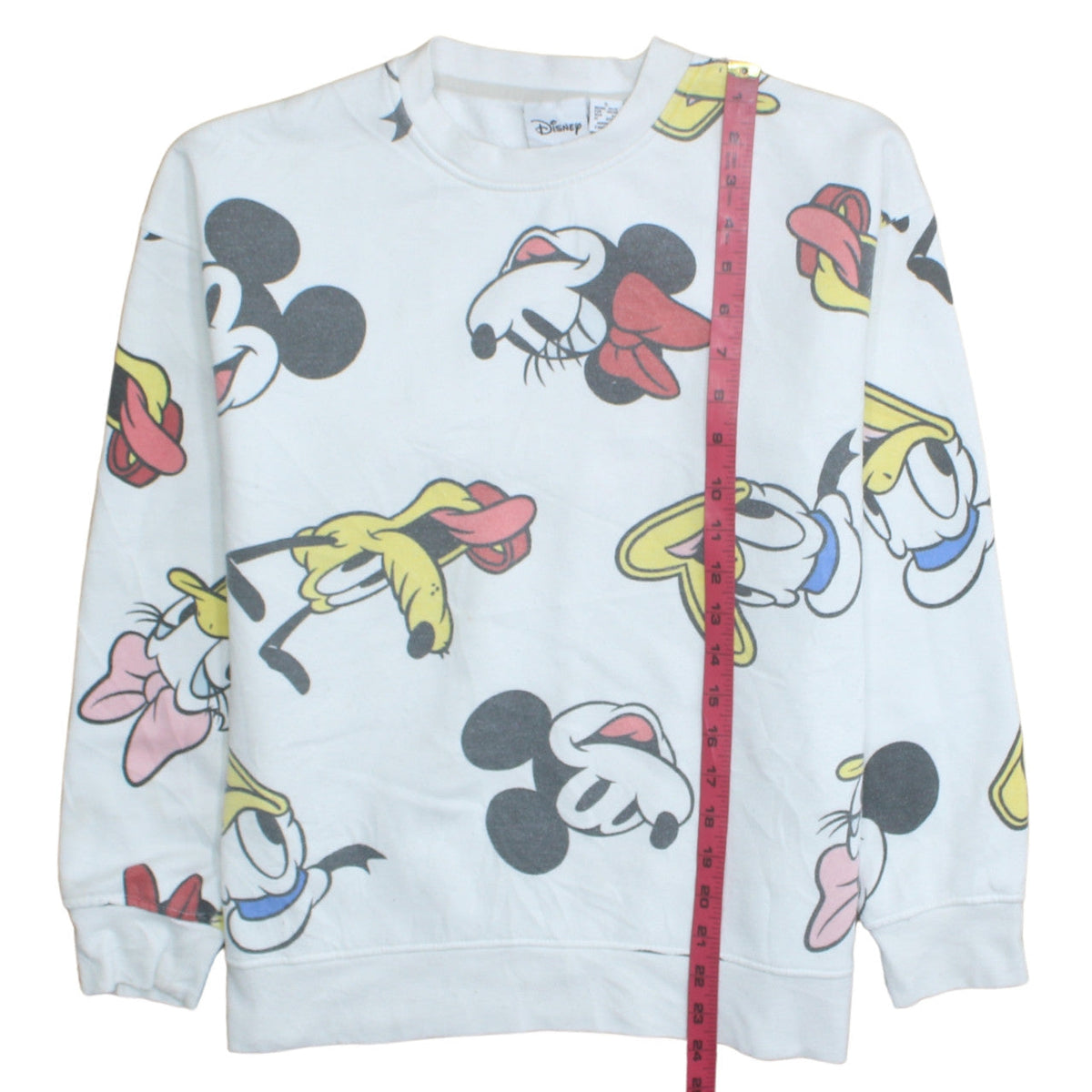 Disney Women White Mickey & Friends Crew Neck Pullover Sweatshirt Size S