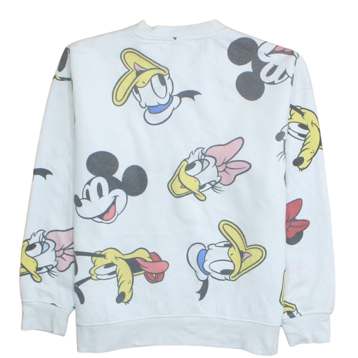 Disney Women White Mickey & Friends Crew Neck Pullover Sweatshirt Size S