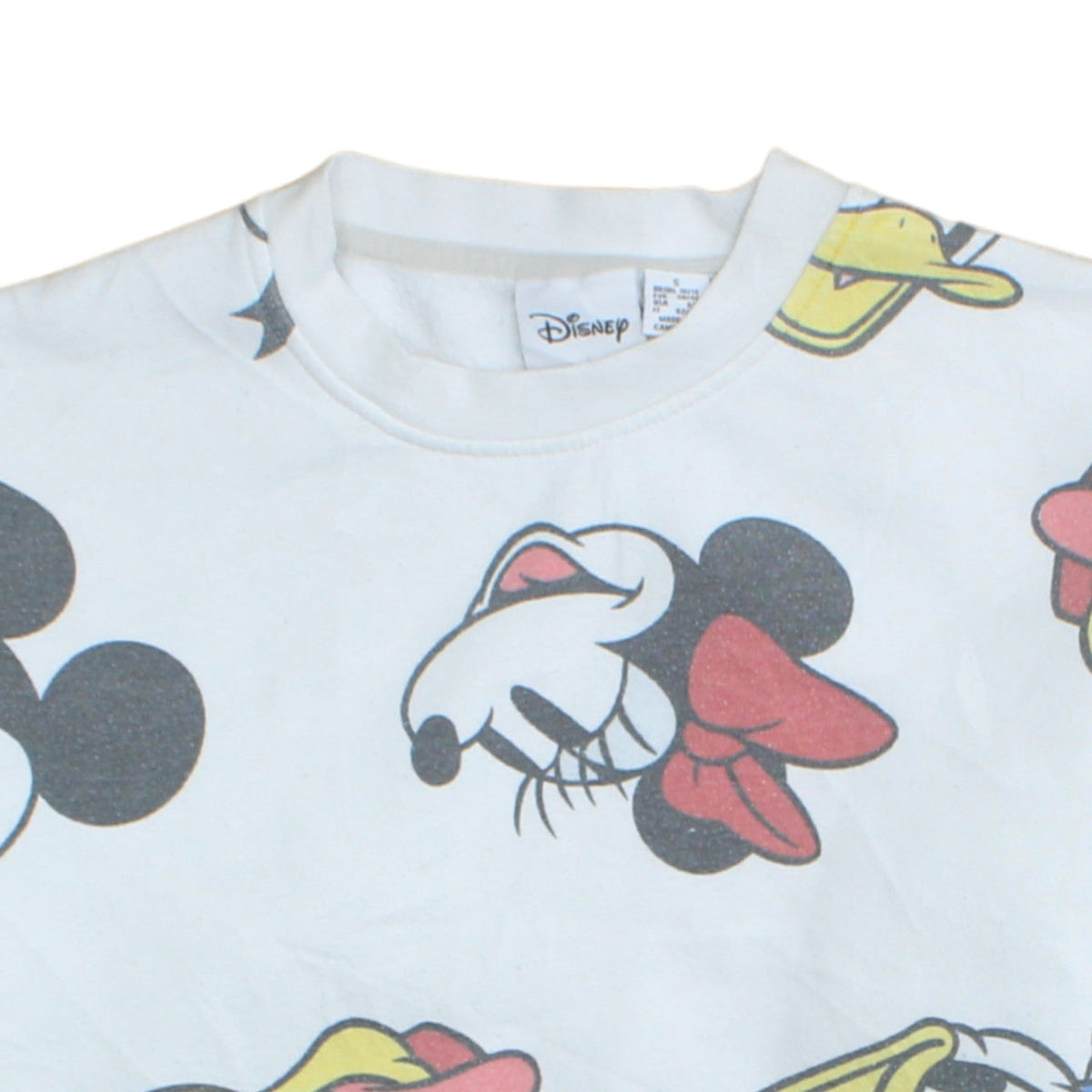 Disney Women White Mickey & Friends Crew Neck Pullover Sweatshirt Size S